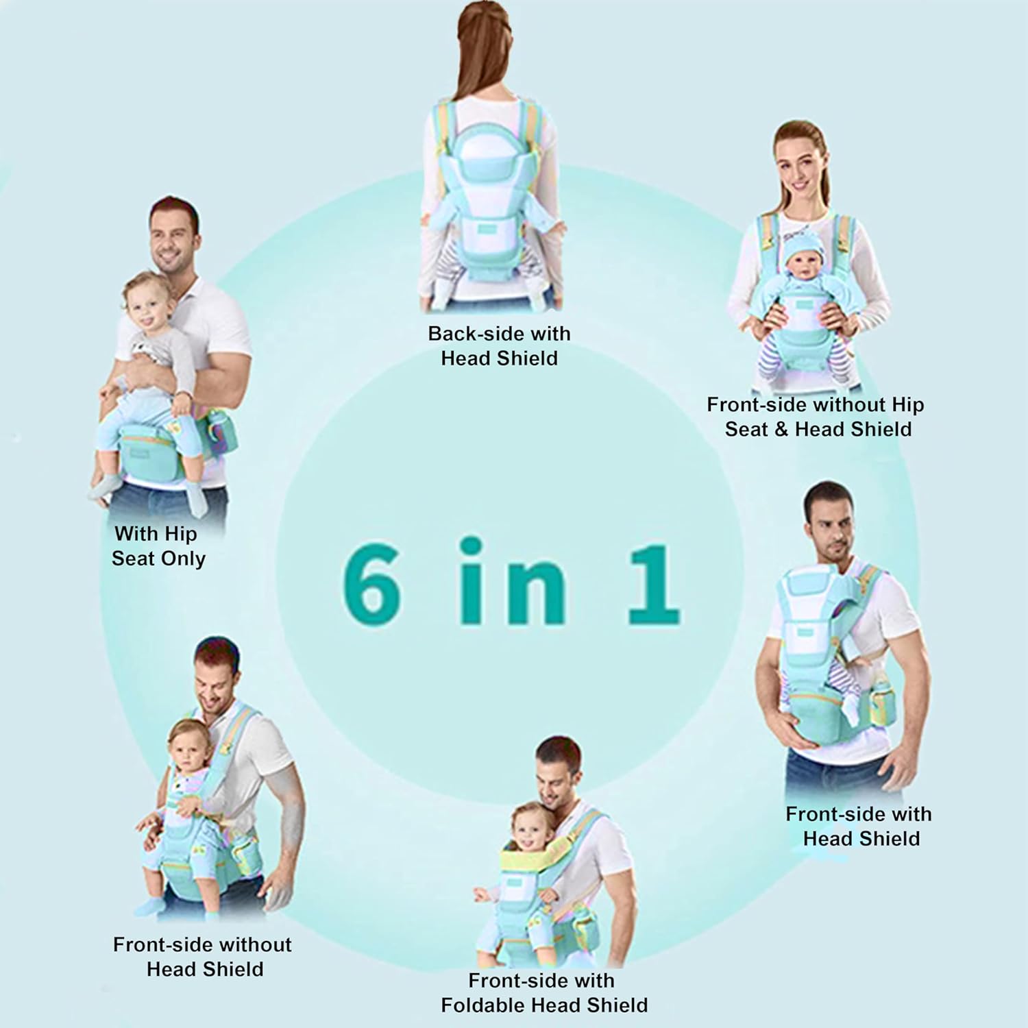 Motherly 6-in-1 Baby Carrier with Hip Seat & Head Support - MOTHERLY