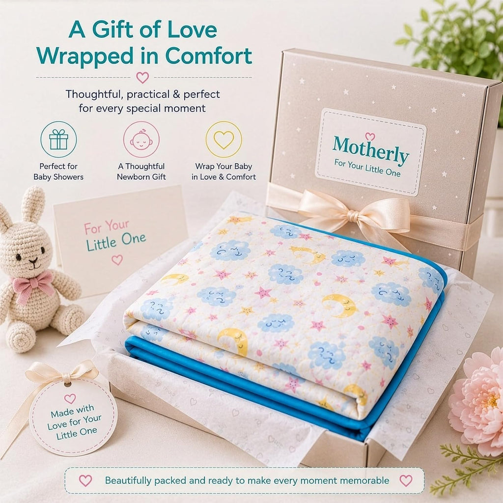 Motherly Muslin Blanket Design Reversible Stroller Cover for Newborn Baby & Toddler, Breathable Soft All Season/All Weather AC Blanket for Infant, Crib Mattres (110x90 cm, 0-24 Month)