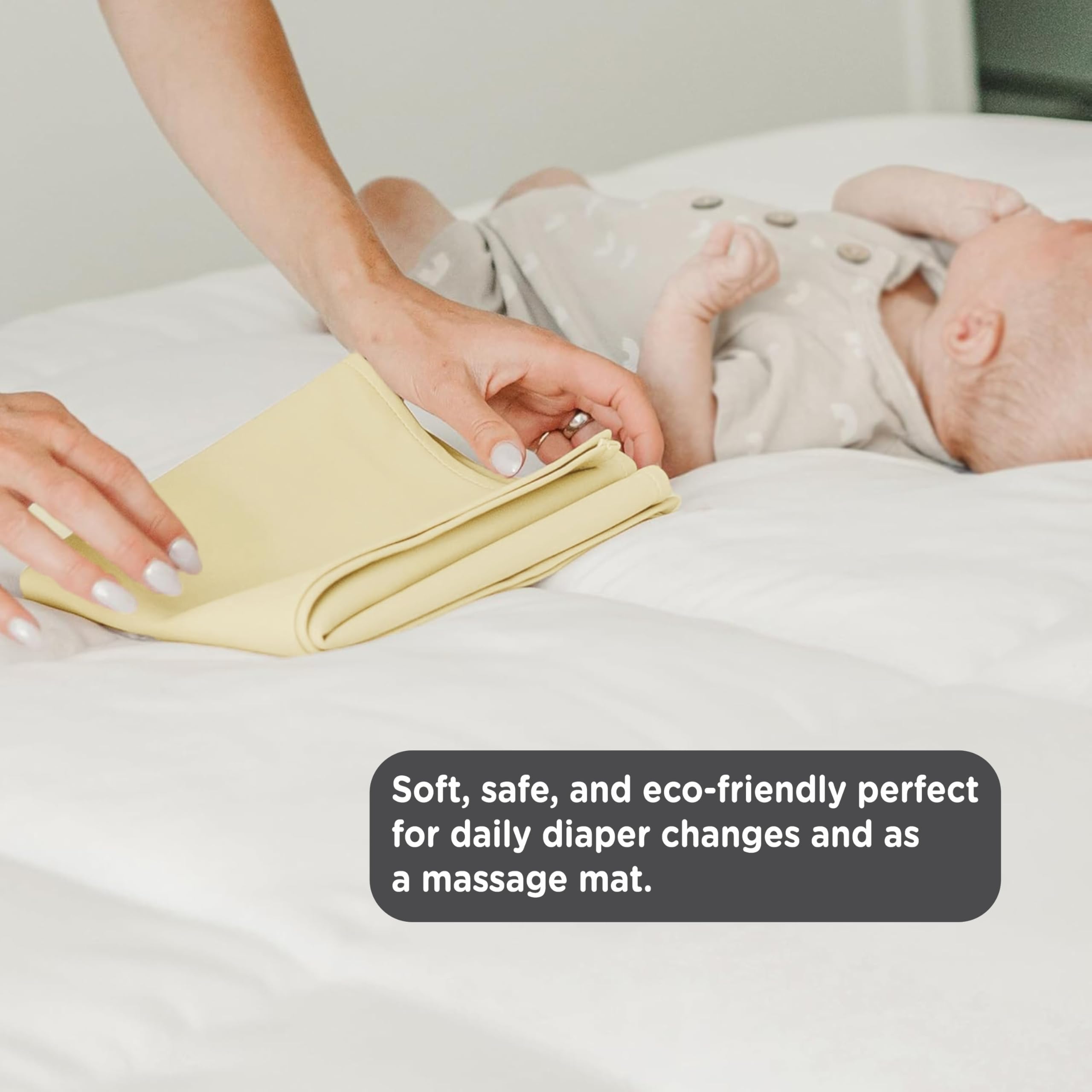 Motherly Premium Baby Mat Combo – Diaper Changing & Massage Mat | Reusable, Portable Bed Protector for Boys & Girls - grey-and-cream