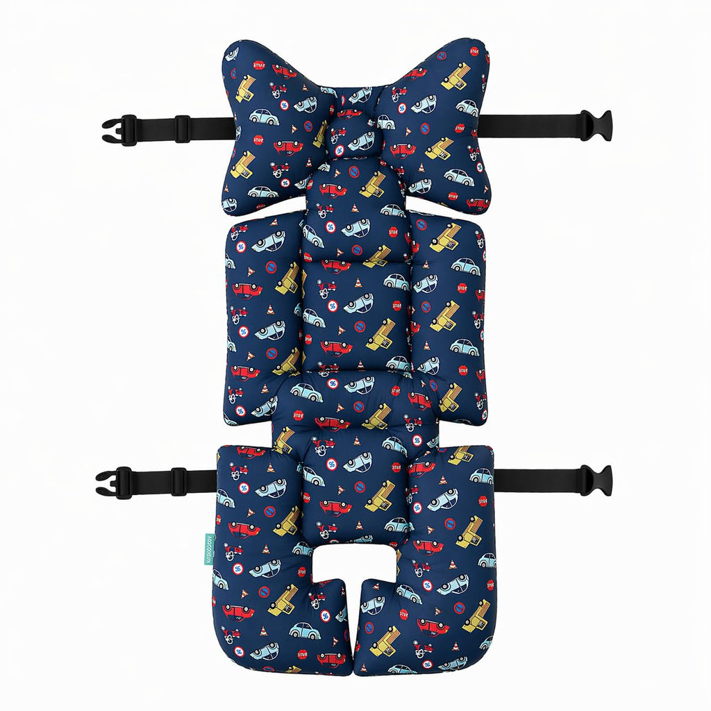 Motherly Baby Stroller Seat Cushion | Reversible and Universal Fit Pad for Strollers, High Chairs, Car Seats & Rockers | Soft, Breathable Pram Liner with Secure Straps & Safety Belt Slot - Car
