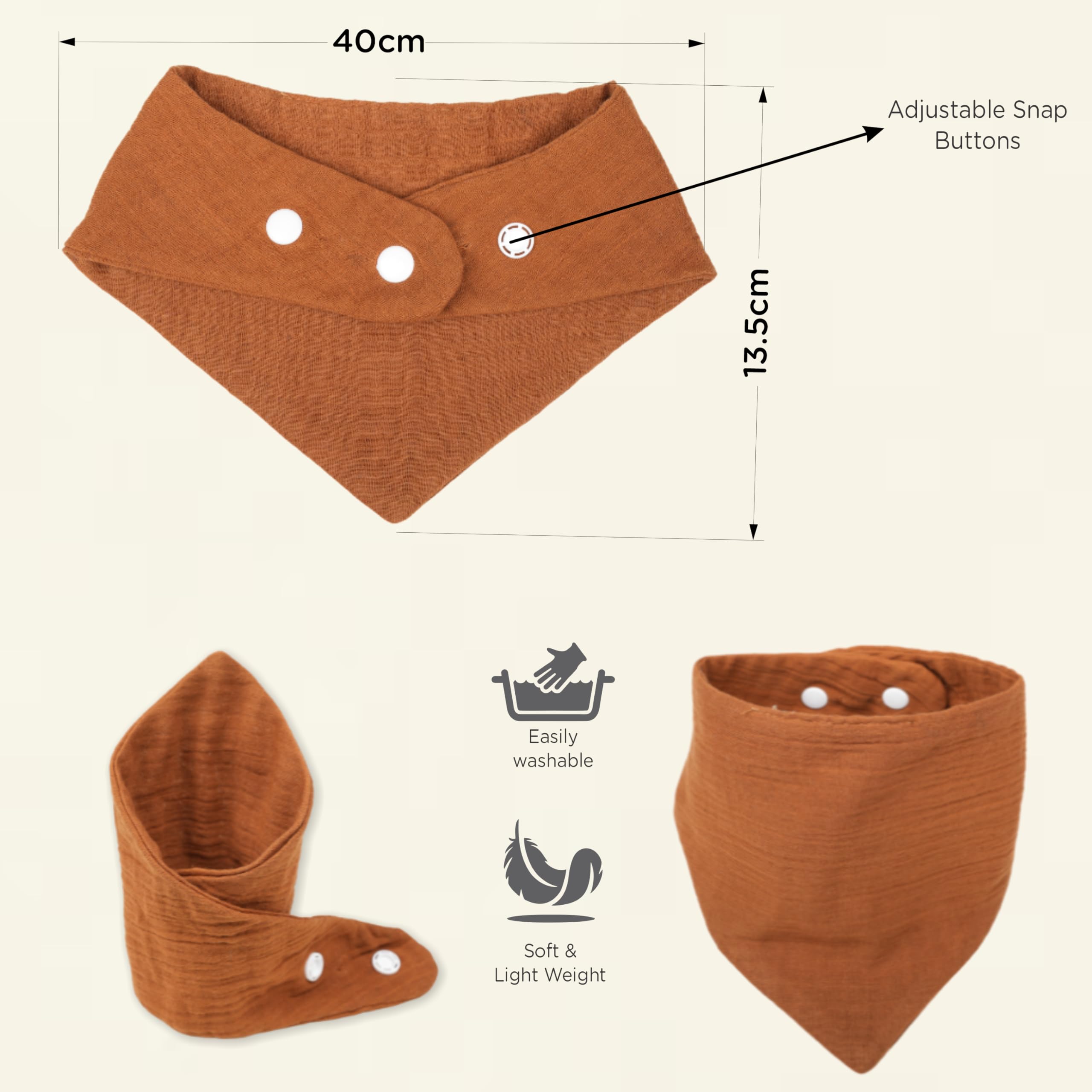 Motherly Bib for Baby 0 to 6 Month – Soft Muslin Baby Apron, Adjustable & Absorbent Bibs for Newborns to 12 Months Boys and girl