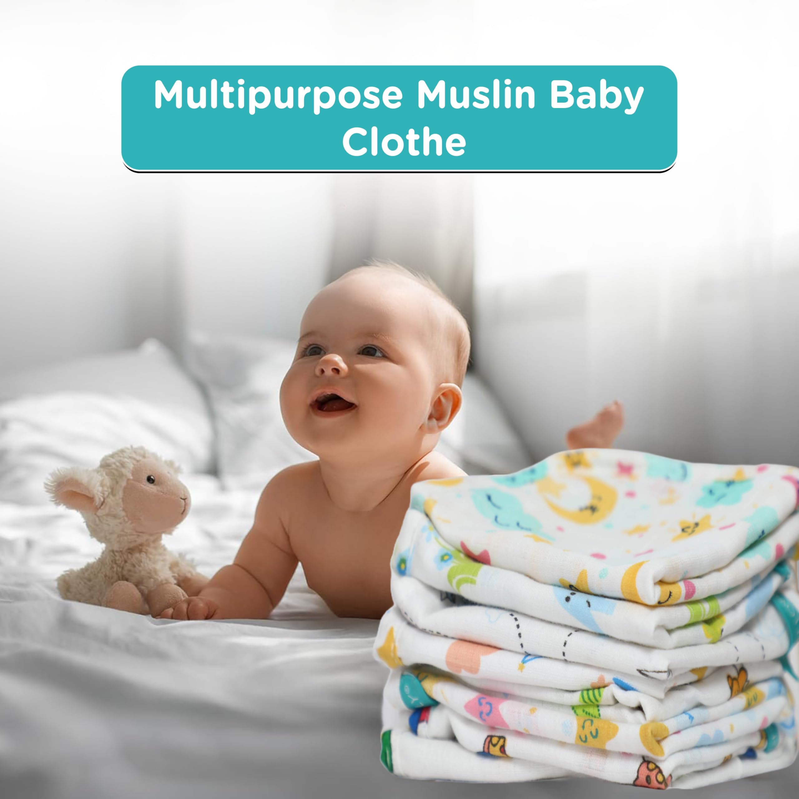 Motherly Muslin Baby Napkins for Newborn | Baby Handkerchief & Wash Cloth for Newborn Baby