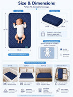 Motherly Reusable & Washable Baby Diaper Changing Mat and Oil Massage Mat, Portable One-Hand Foldable pad Water-Resistant Bed Protector for Newborn Boys & Girls (72 x 42 cm, 0-12 Months)
