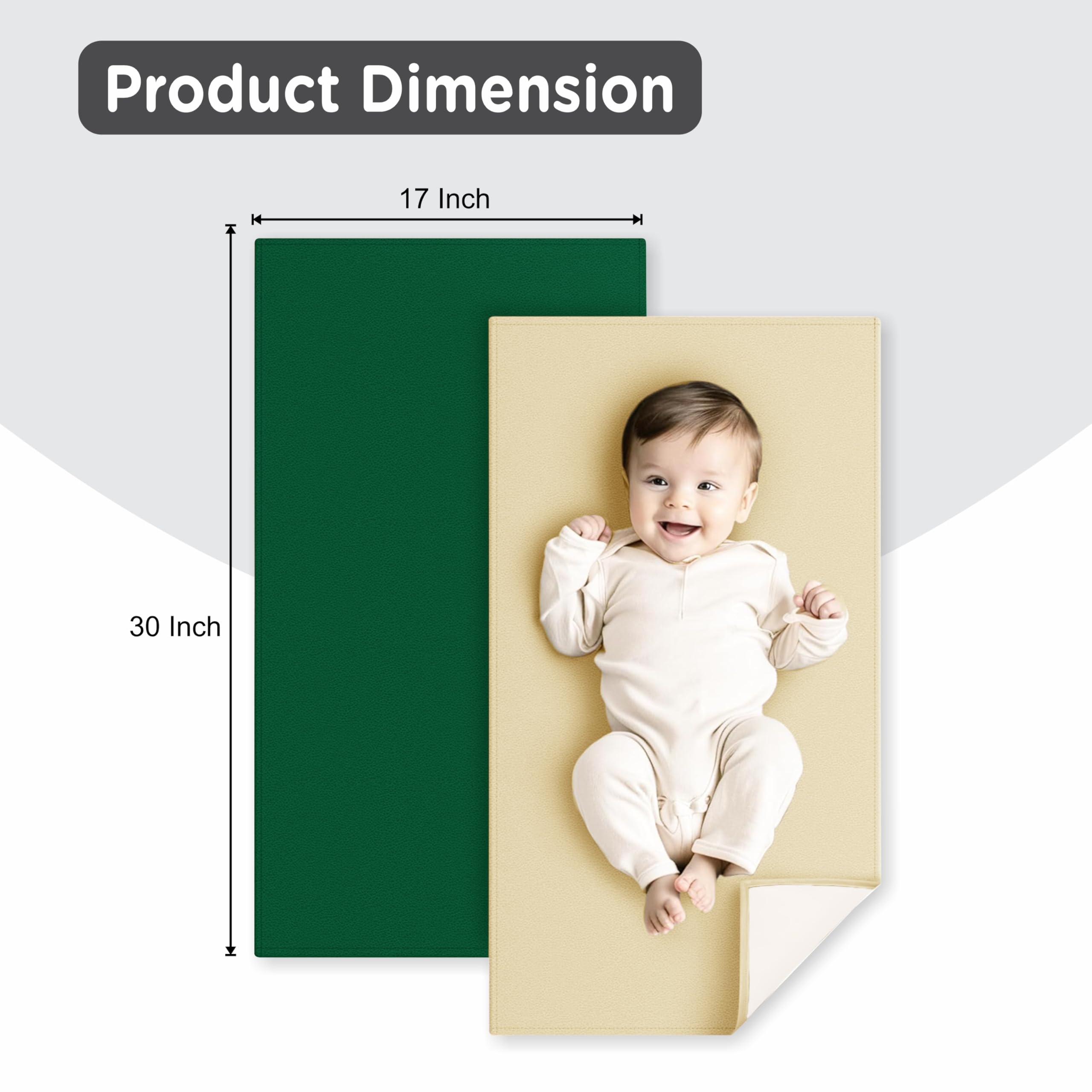 Motherly Premium Baby Mat Combo – Diaper Changing & Massage Mat | Reusable, Portable Bed Protector for Boys & Girls - grey-and-cream