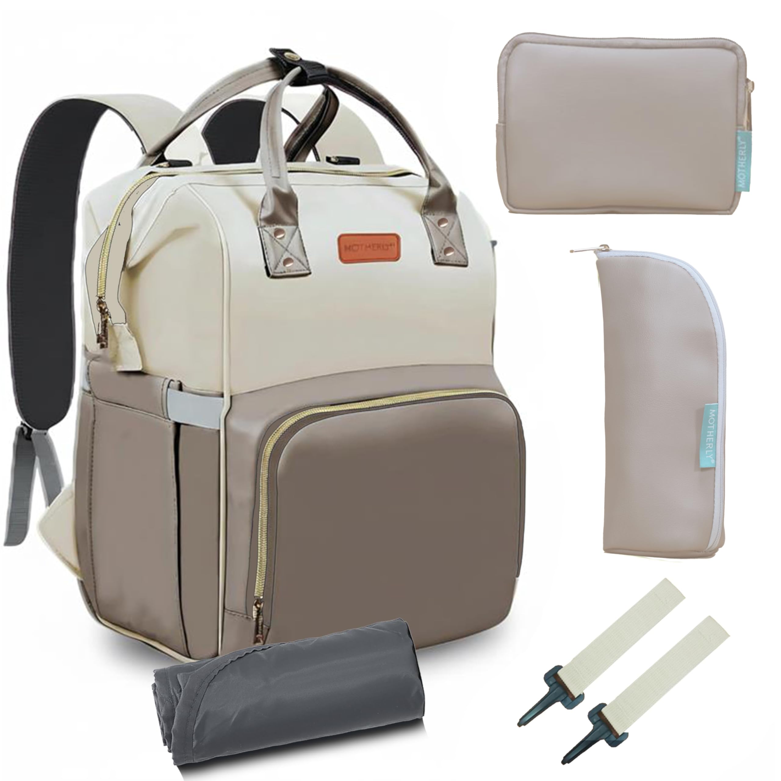 Motherly Patented Design Maternity Diaper Bag with Accessories | Waterproof Baby Travel Bag | Multi-Pocket Organizer for Newborn Essentials & Hospital Use (Envy Series)