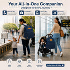 Motherly Patented Diaper Bag Backpack for Mothers | Waterproof Baby Travel & Maternity Bag | Multiple Compartments, Insulated Bottle Pockets, Warranty | Crown Series