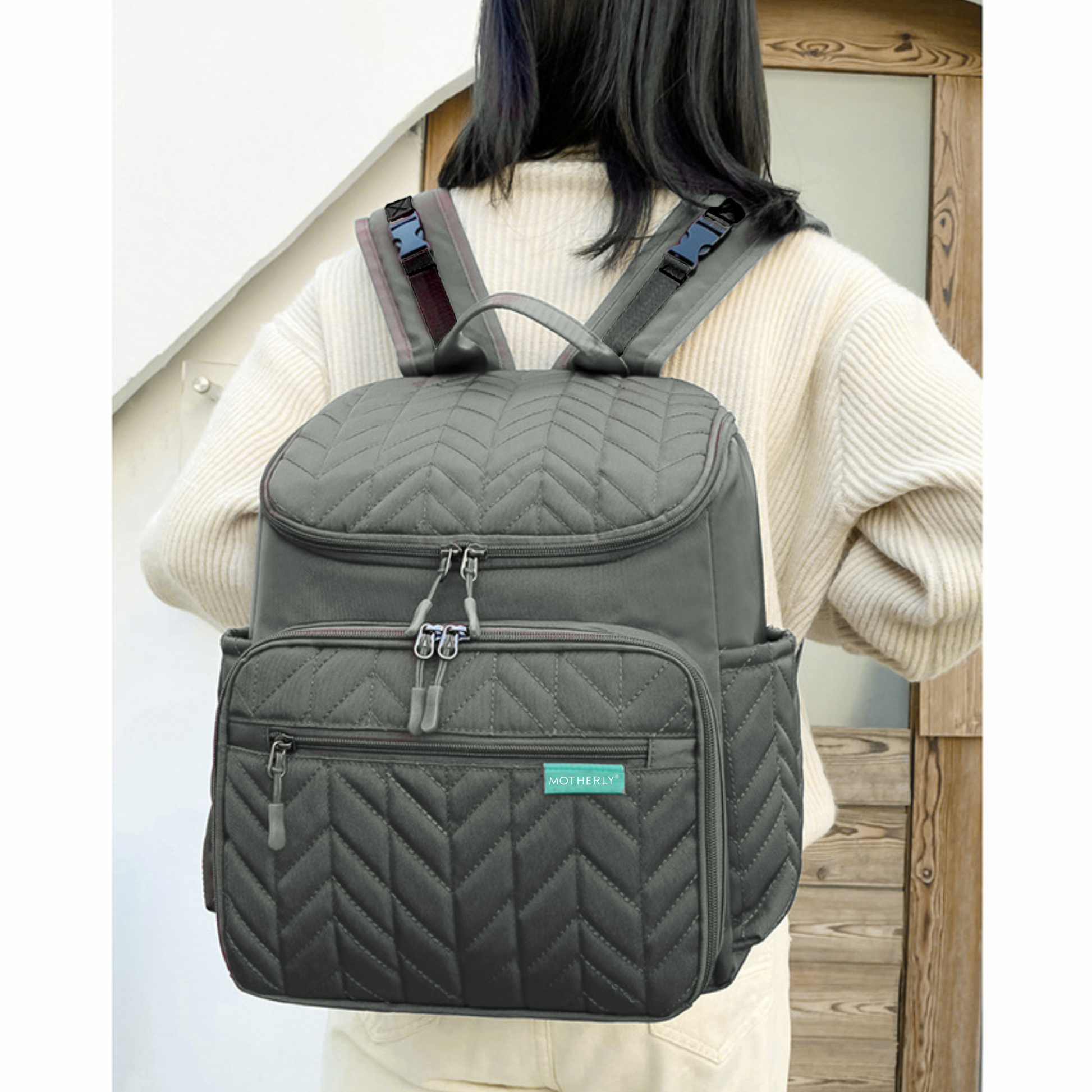 Motherly Baby Diaper Bag for Mothers specious and large travel diaper bags for Mom for travel |6 Month Warranty |(Black) - MOTHERLY