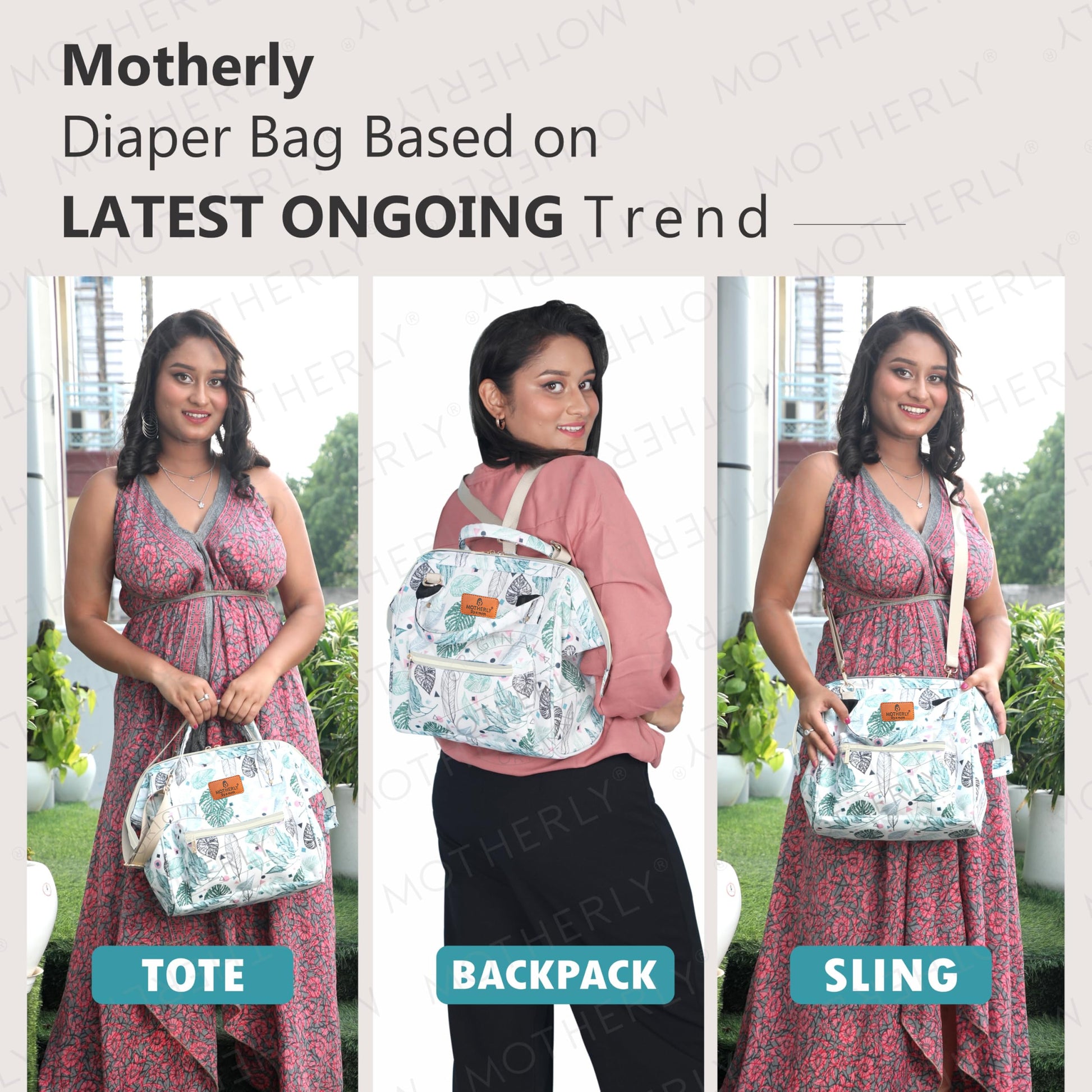 Motherly Elegant Diaper Bag for Moms – Water-Resistant Maternity & Travel Bag with Multiple Pockets & Warranty