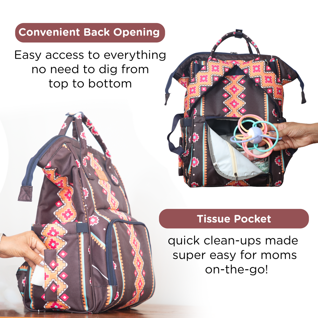Motherly VivaLuxe Baby Bag for Mother Travel with Warranty/Diaper Bag with Insulated Baby Bottle Pocket/Diaper Bag for Mothers for Travel with Multi Compartments, Diaper Bags for Mom (Black)