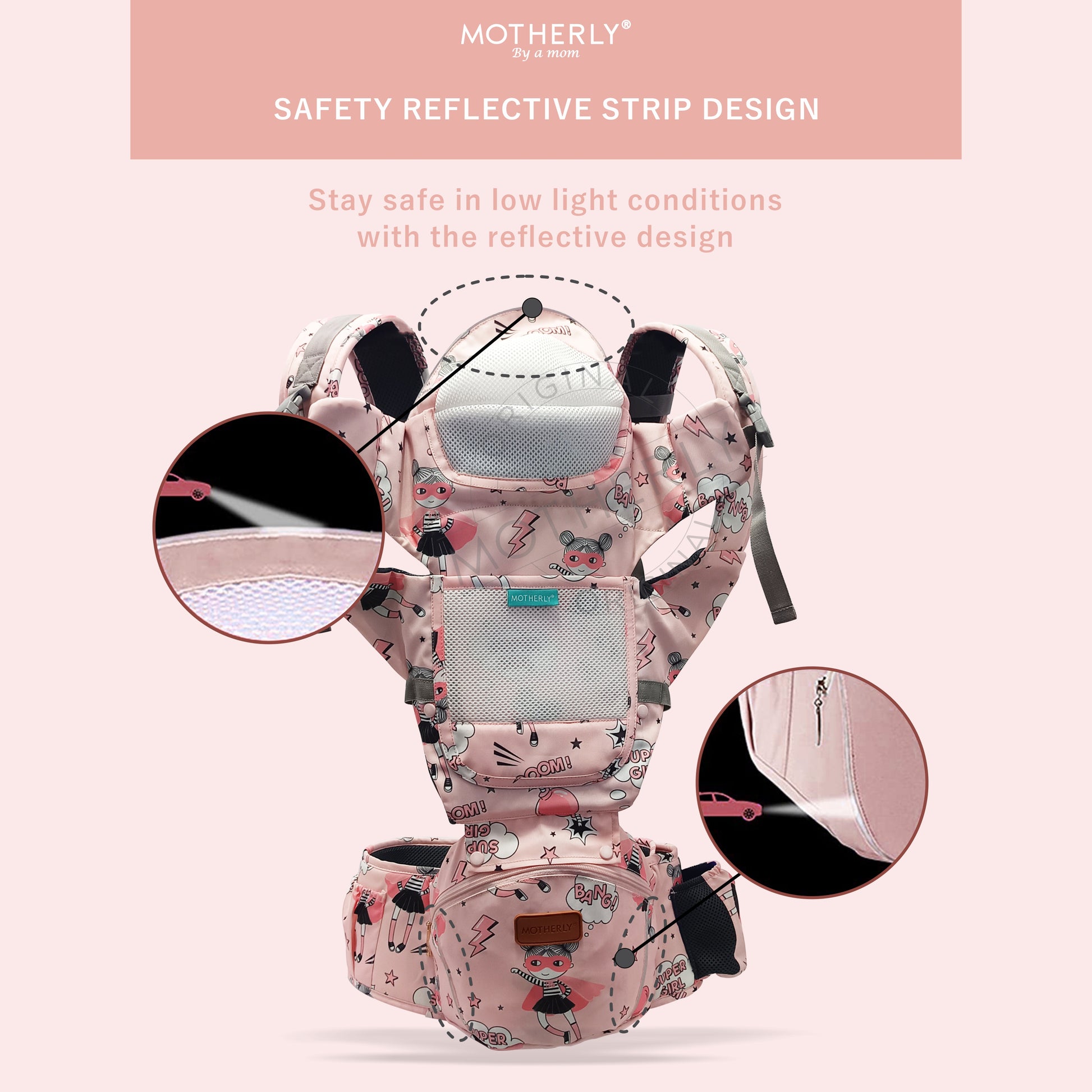 Motherly Baby Carrier for 0 to 3 Year Baby – Adjustable Hands Free 6-in-1 Baby Carrier with Detachable Hip Seat | baby carrier for new born |  Toddler Carrier with Head Support & Buckle Strap for Hiking & Everyday Use - MOTHERLY