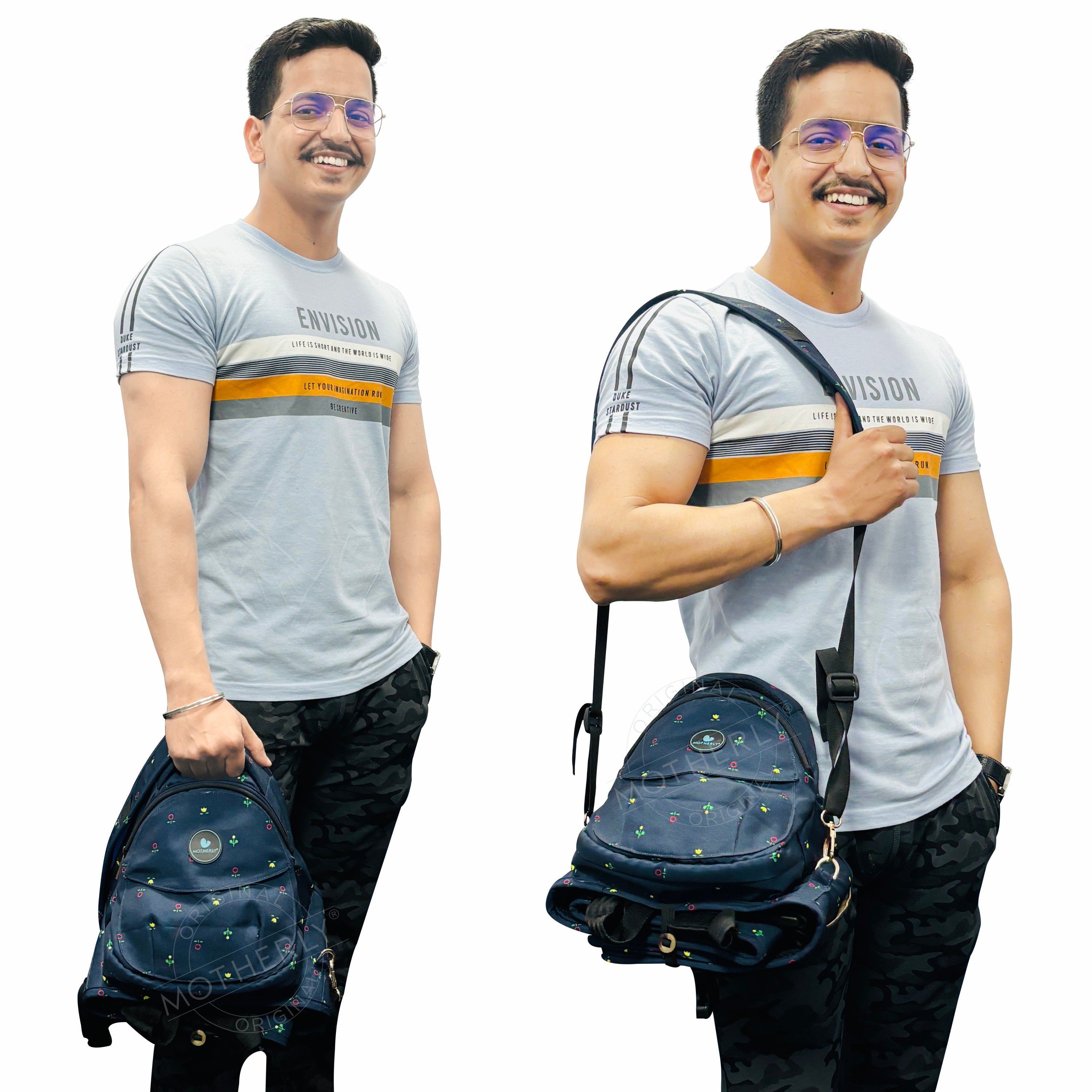 Motherly Ready to Use hip seat Baby Carrier|Convertible Sling Carrier|for 5-36 Months (Blue Flower) - MOTHERLY