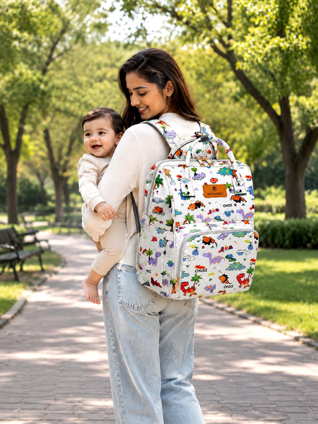 Motherly Patented Diaper Bag Backpack for Moms | Waterproof Baby Travel & Maternity Bag | Spacious Nappy Bag with Multiple Compartments, Insulated Bottle Pockets & Warranty (VivaLuxe Series)