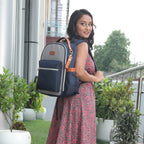 Motherly Diaper Bags For Mothers Stylish Backpacks for Moms for Travel with Stroller Hooks & Insulated Bottle Cover|6 Month Warranty |(Navy Gray) - MOTHERLY