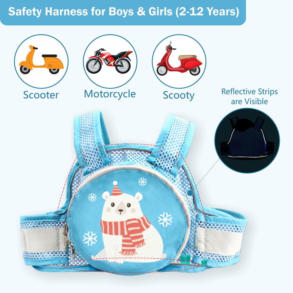 Motherly Children's Motorcycle Safety Harness Safe, Stylish Riding Companion with Two Wheeler Child Safety Belt - MOTHERLY