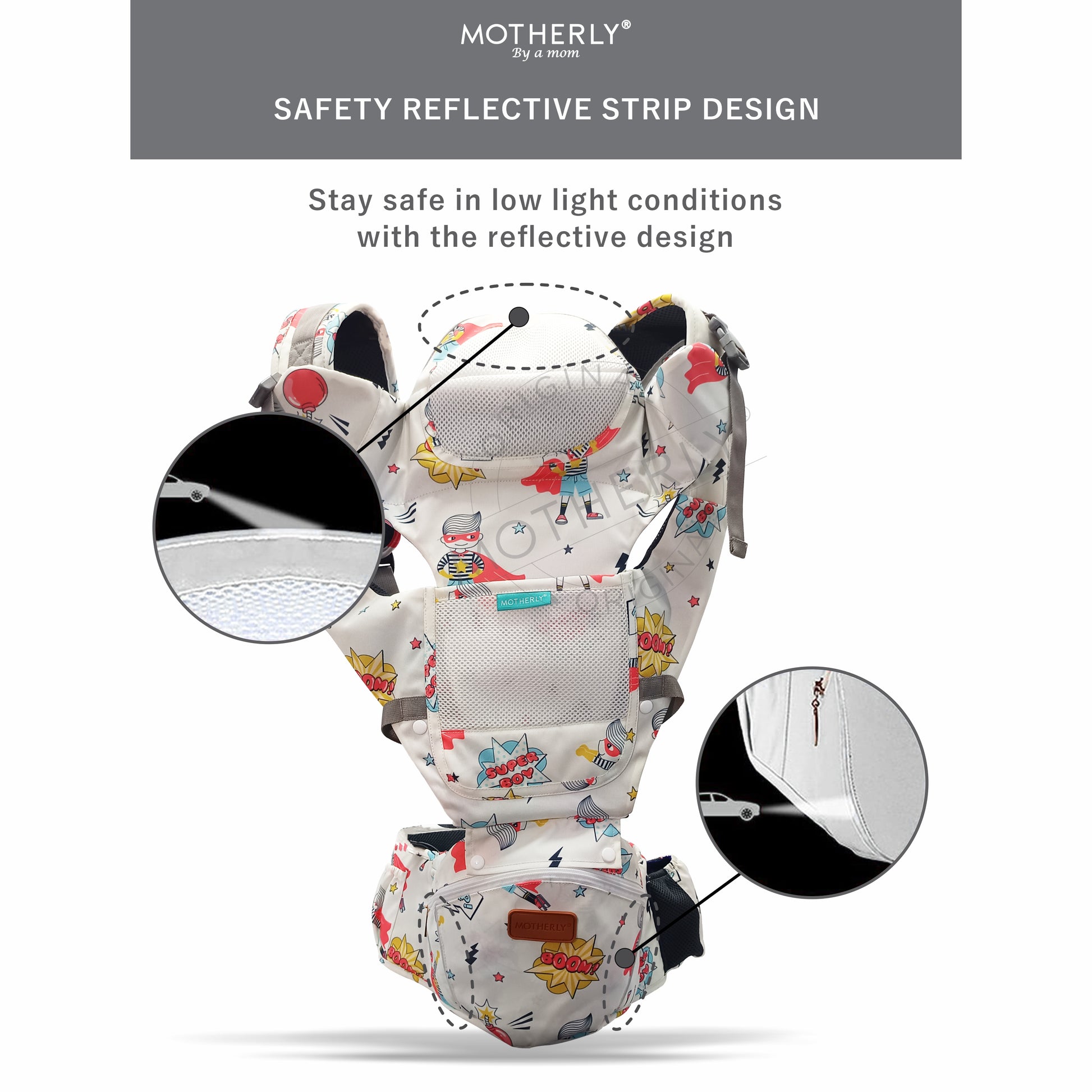 Motherly Baby Carrier for 0 to 3 Year Baby – Adjustable Hands Free 6-in-1 Baby Carrier with Detachable Hip Seat | baby carrier for new born |  Toddler Carrier with Head Support & Buckle Strap for Hiking & Everyday Use - MOTHERLY