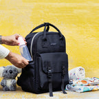 Motherly Solid Diaper Bag for Mothers for Travel, Maternity Bag for Newborn Baby, Mothers Travelling Bag, Multiple Pocket Water Resistant Baby Bag, Hospital Bag for moms (Black) - MOTHERLY