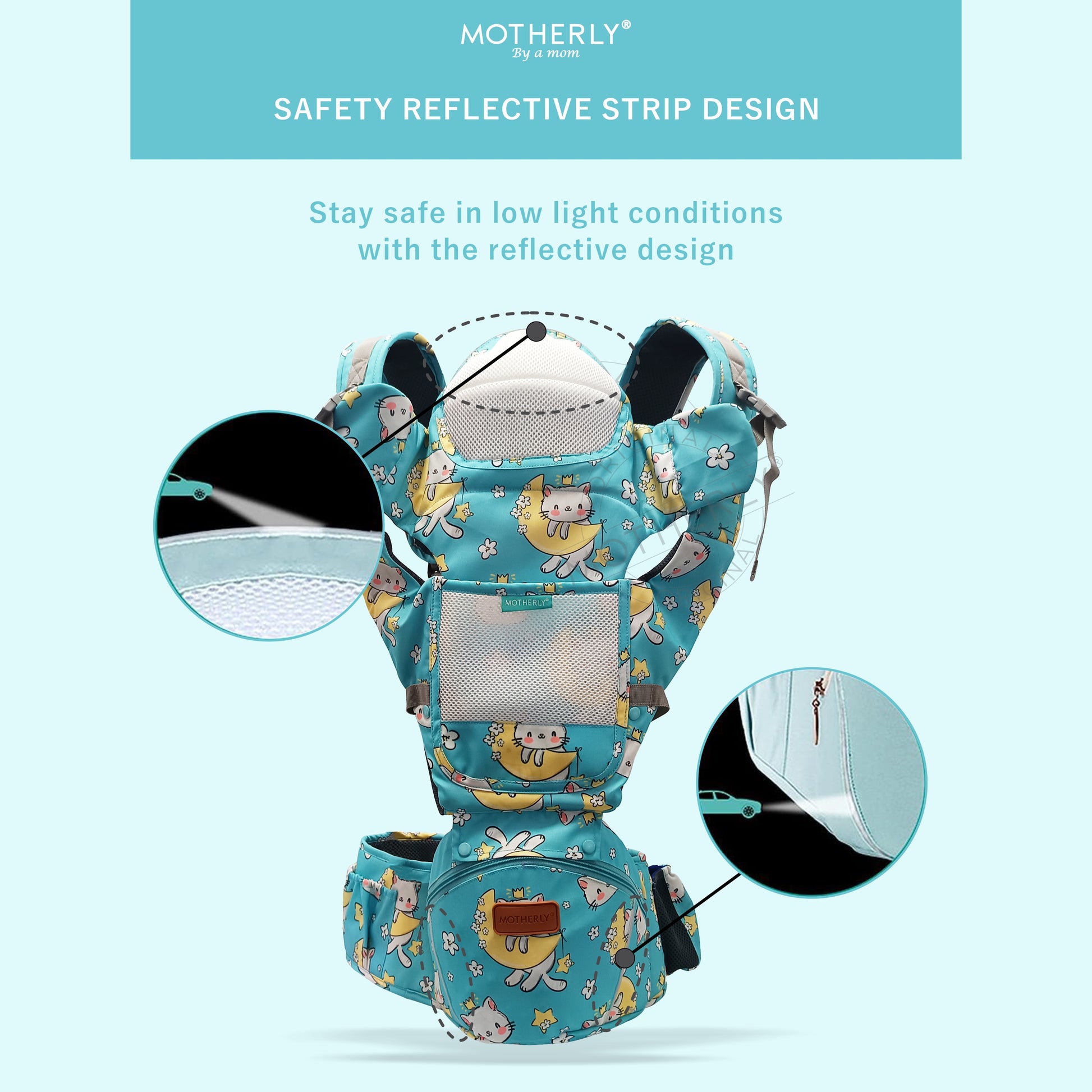 Motherly Baby Carrier for 0 to 3 Year Baby – Adjustable Hands Free 6-in-1 Baby Carrier with Detachable Hip Seat | baby carrier for new born |  Toddler Carrier with Head Support & Buckle Strap for Hiking & Everyday Use - MOTHERLY