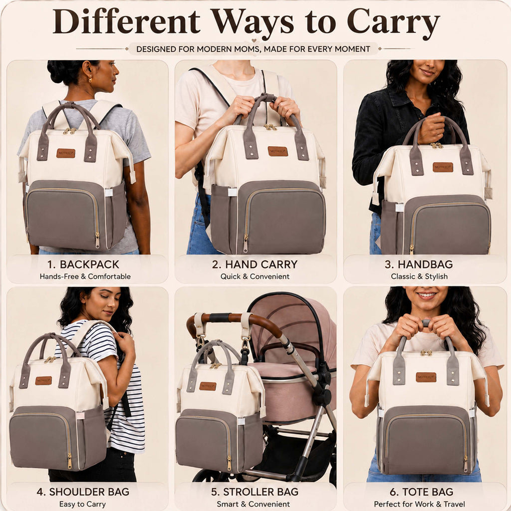 Motherly Patented Design Maternity Diaper Bag with Accessories | Waterproof Baby Travel Bag | Multi-Pocket Organizer for Newborn Essentials & Hospital Use (Envy Series)