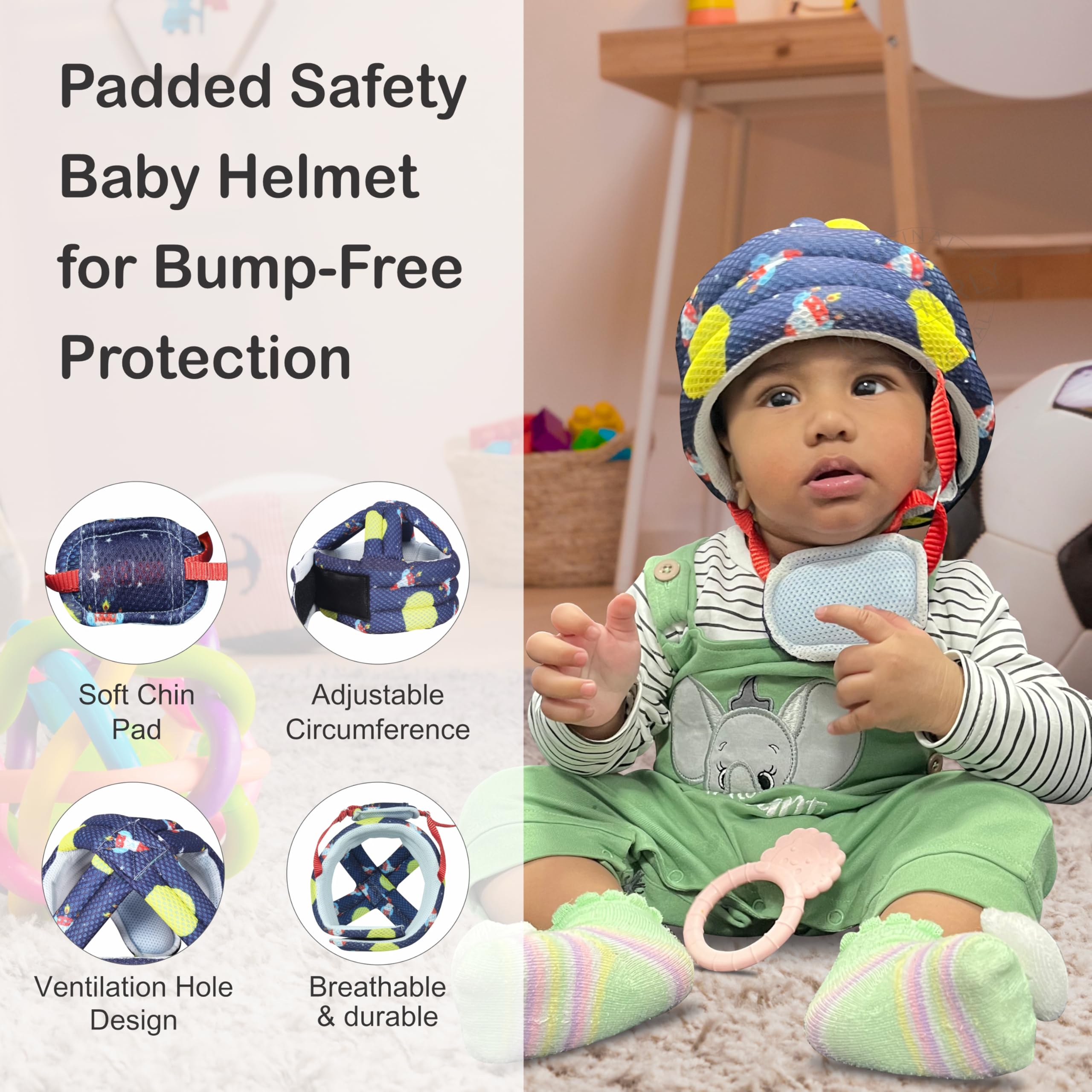 Motherly Toddler Safety Hat with Chin Strap - Space