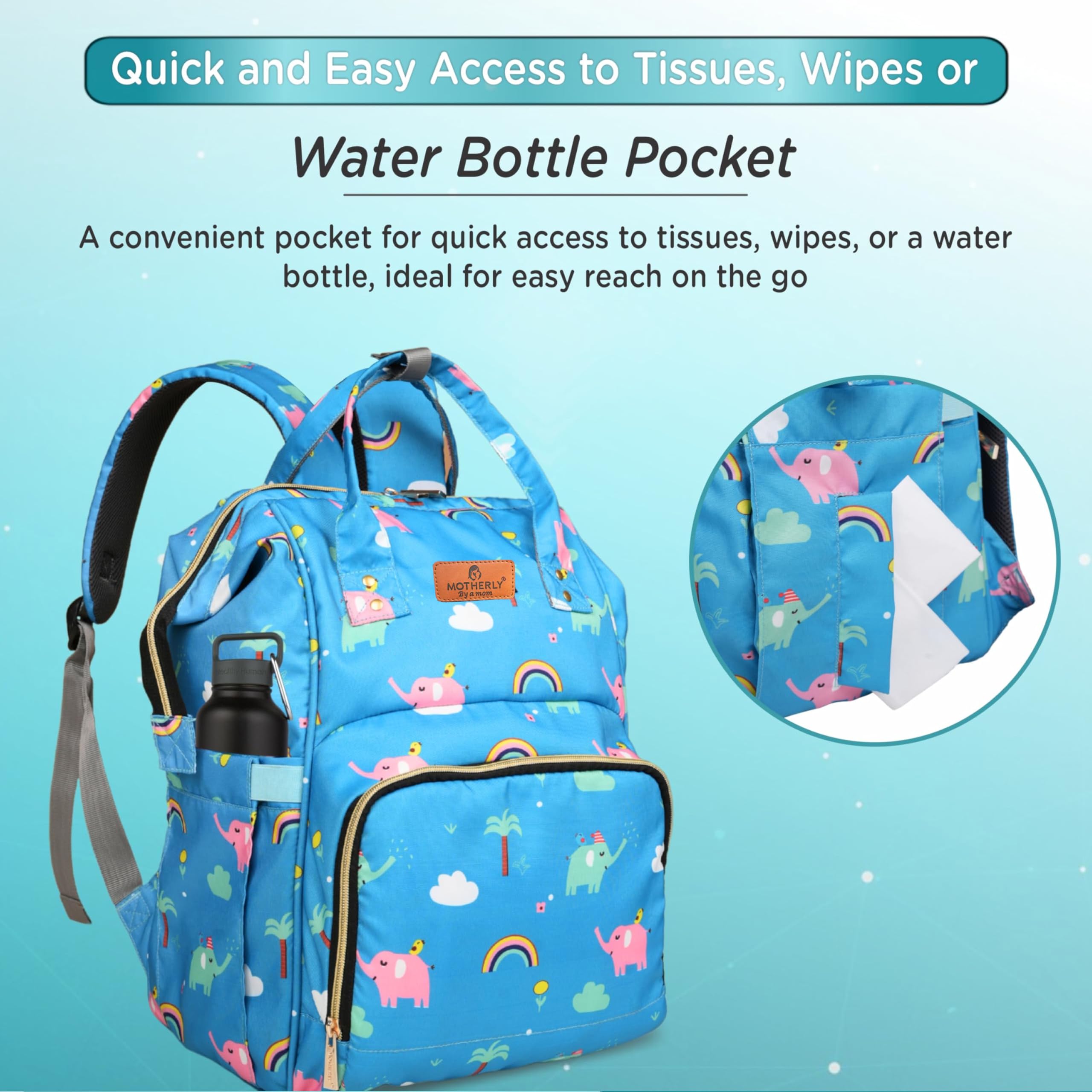 Motherly Flame Print Diaper Bag for Moms – Water-Resistant Travel & Maternity Bag with Multiple Pockets & Warranty