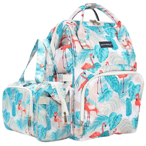 Motherly Elegant Diaper Bag for Mothers for Travel, Maternity Bag for Newborn Baby, Mothers Travelling Bag, Multipocket Water Resistant Baby Bag, Hospital Bag for Moms with Warranty - Flamingo-Combo