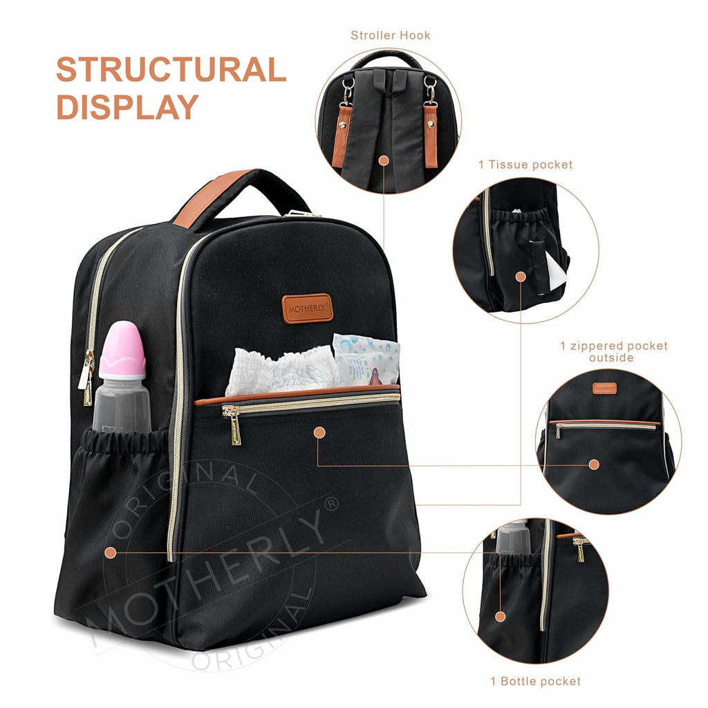 Motherly Laptop Diaper Bag for Mothers for Travel, Maternity Bag for Newborn Baby, Mothers Travelling Bag, Multi Pocket Water Resistant Baby Bag, Hospital Bag for moms with Warranty and Offers