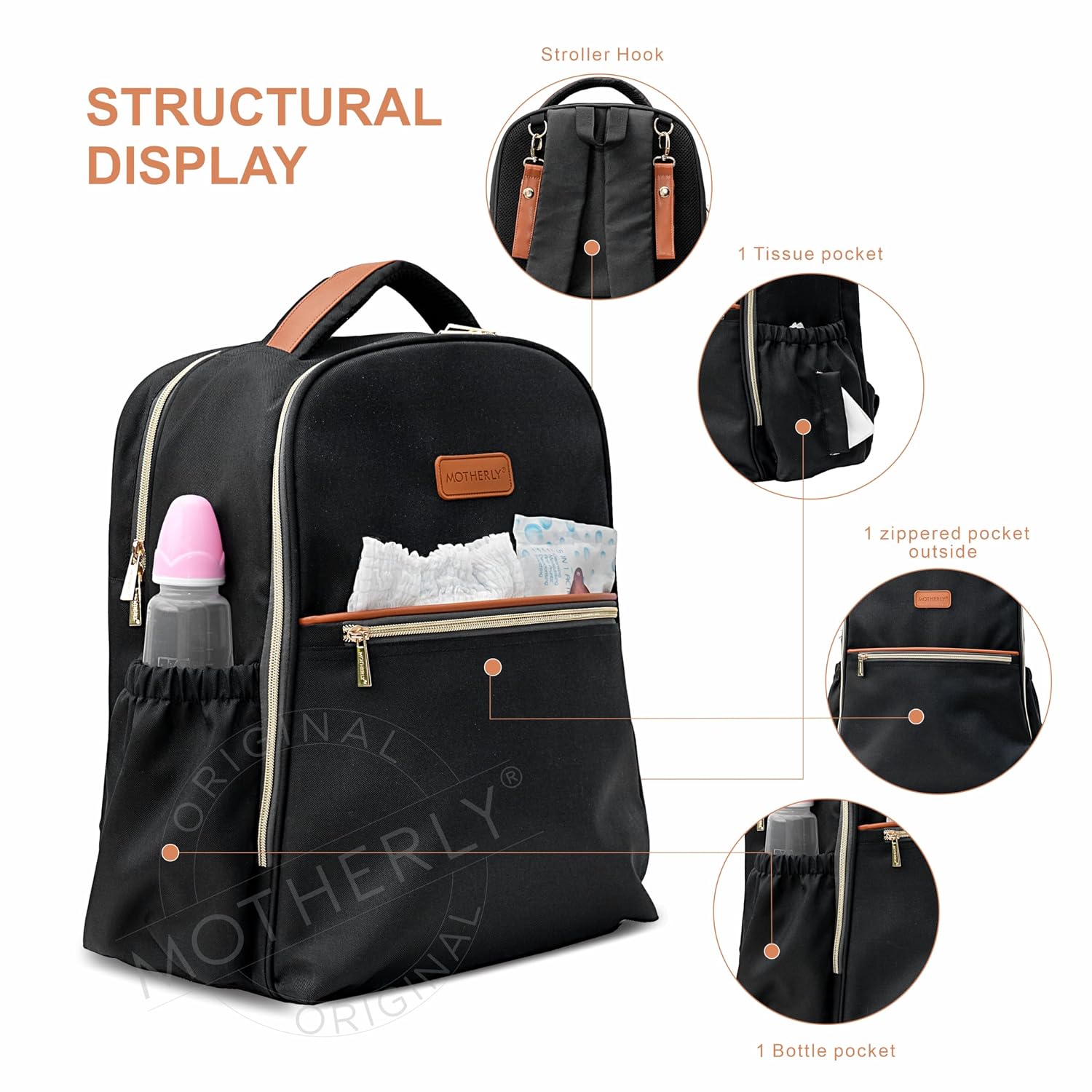 Motherly Laptop Diaper Bag for Mothers for Travel, Maternity Bag for Newborn Baby, Mothers Travelling Bag, Multi Pocket Water Resistant Baby Bag, Hospital Bag for moms with Warranty and Offers