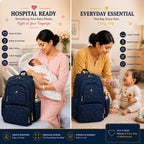 Motherly Elite Diaper Bag for Mothers for Travel, Maternity Bag for Newborn Baby, Mother Travelling Bag, Multiple Pocket Water Resistant Hospital Bag for moms with complimentary offers (Blue Flower)