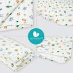 Motherly 100% Organic Cotton Reversible Quilted Flannel Winter Blanket, Baby Blanket with Inbuilt Quilt & Removable Cover, Breathable Ultrasoft AC Blanket for Baby Boy & Girl (190x105 cm) 0-24 Months