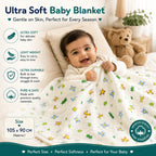 Motherly 100% Organic Cotton Reversible Quilted Flannel Winter Blanket, Baby Blanket with Inbuilt Quilt & Removable Cover, Breathable Ultrasoft AC Blanket for Baby Boy & Girl (190x105 cm) 0-24 Months