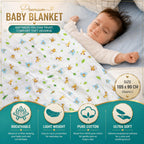 Motherly 100% Organic Cotton Reversible Quilted Flannel Winter Blanket, Baby Blanket with Inbuilt Quilt & Removable Cover, Breathable Ultrasoft AC Blanket for Baby Boy & Girl (190x105 cm) 0-24 Months
