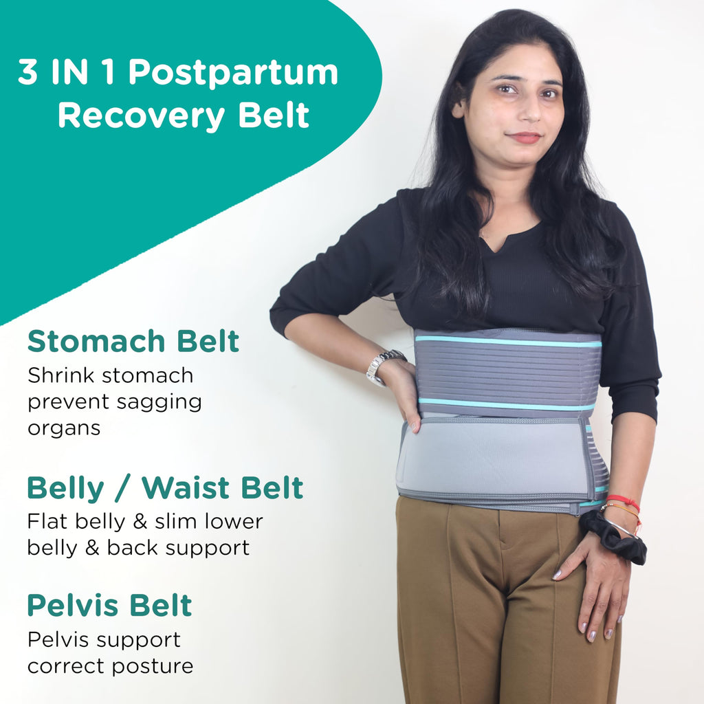 Motherly 3 In 1 Postpartum Recovery Belt (Fit From 30 Inch To 46 Inches Of Waist),One Size
