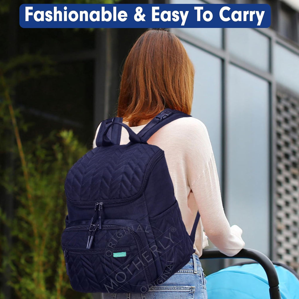 Motherly Diaper Quilted Diaper Bag for Mothers for Travel with Changing Mat - Spacious Diaper Bags for Mom | Baby Bag with Multi-Pocket Design | Maternity Bags for Mother and Baby