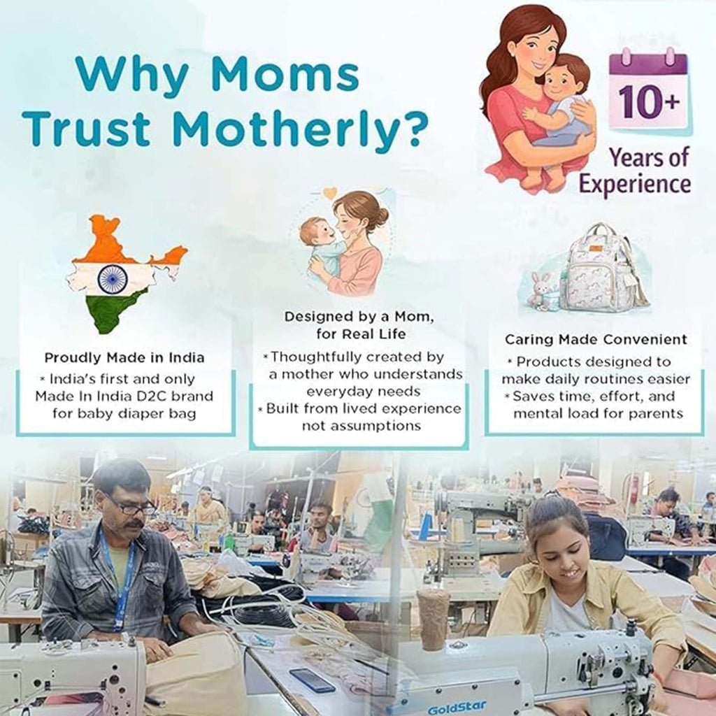 Motherly Patented Diaper Bag Backpack for Moms | Waterproof Baby Travel & Maternity Bag | Spacious Nappy Bag with Multiple Compartments, Insulated Bottle Pockets & Warranty (Kiddo Series, Dino)