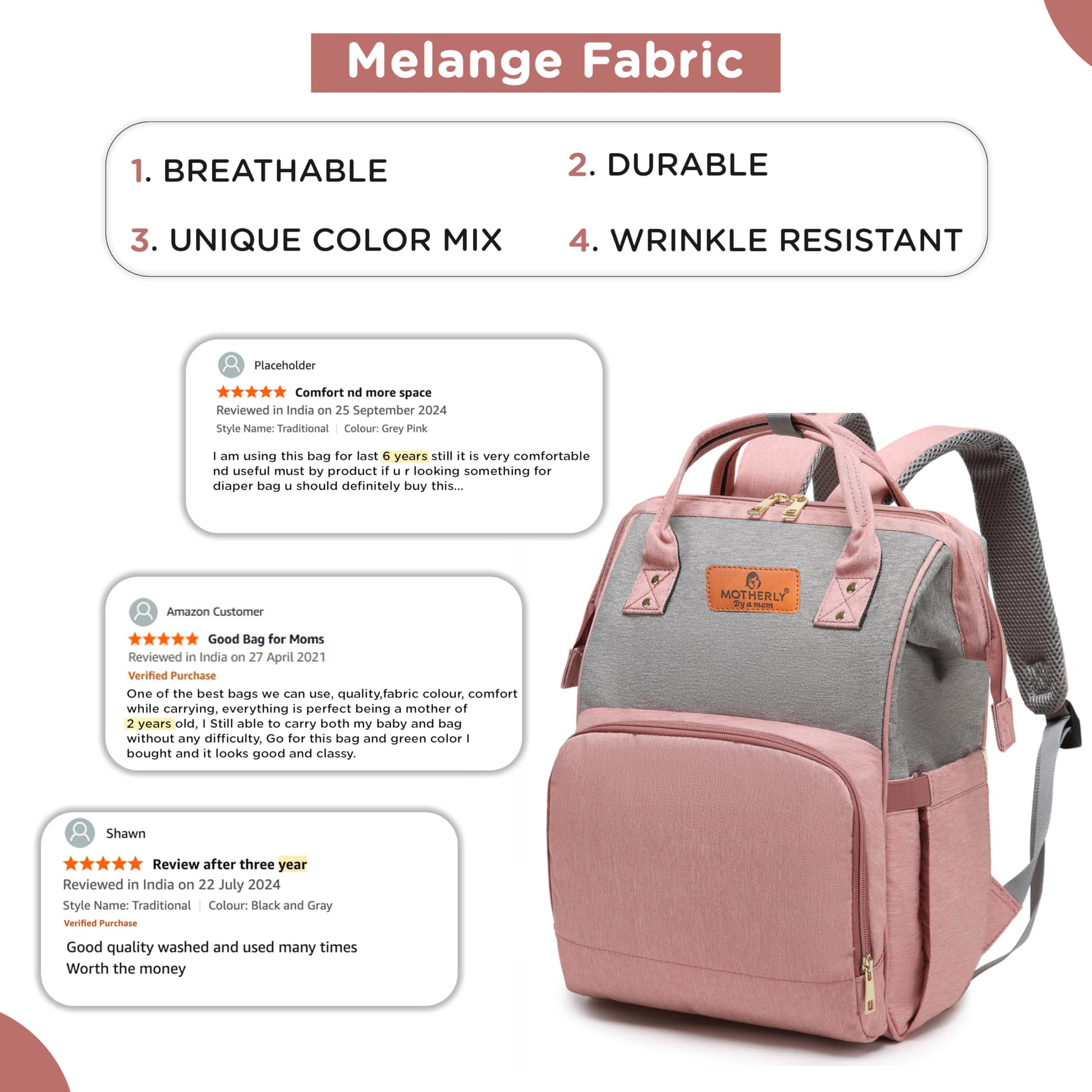 Motherly Crown Diaper Bag for Mothers for Travel with 6 Month Warranty/Multipocket Baby bag for mother travel/Water-resistant Diaper bags for mom/Maternity bags for mother and baby