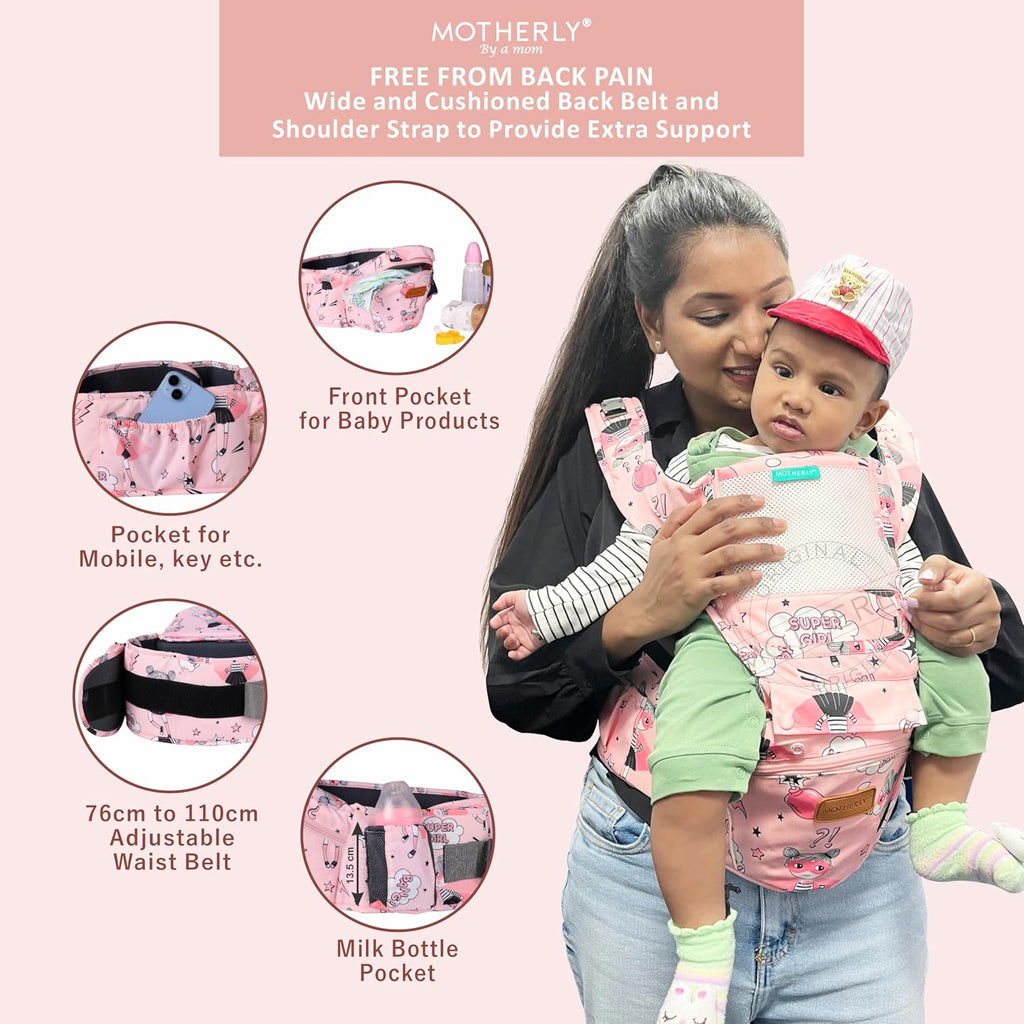 Motherly 6-in-1 Baby Carrier (0–3 Years) – Adjustable, Hands-Free Carrier with Hip Seat, Head Support & Buckle Strap