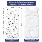 Motherly Baby Stroller Seat Cushion | Reversible and Universal Fit Pad for Strollers, High Chairs, Car Seats & Rockers | Soft, Breathable Pram Liner with Secure Straps & Safety Belt Slot - grey-star