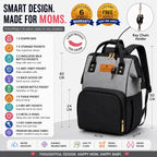 Motherly Patented Diaper Bag Backpack for Mothers | Waterproof Baby Travel & Maternity Bag | Multiple Compartments, Insulated Bottle Pockets, Warranty | Crown Series