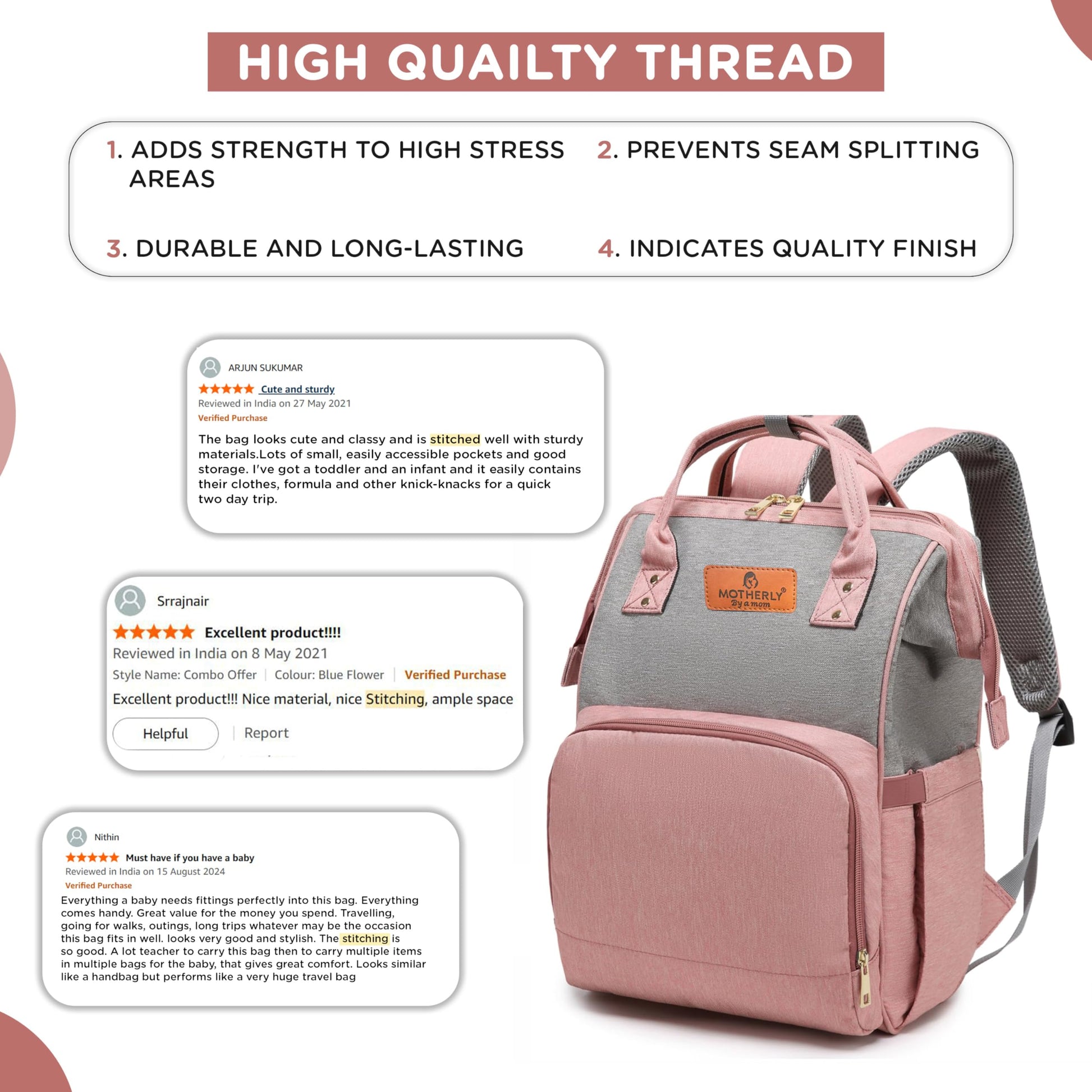Motherly Crown Diaper Bag for Mothers for Travel with 6 Month Warranty/Multipocket Baby bag for mother travel/Water-resistant Diaper bags for mom/Maternity bags for mother and baby