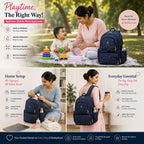 Motherly Elite Diaper Bag for Mothers for Travel, Maternity Bag for Newborn Baby, Mother Travelling Bag, Multiple Pocket Water Resistant Hospital Bag for moms with complimentary offers (Blue Flower)