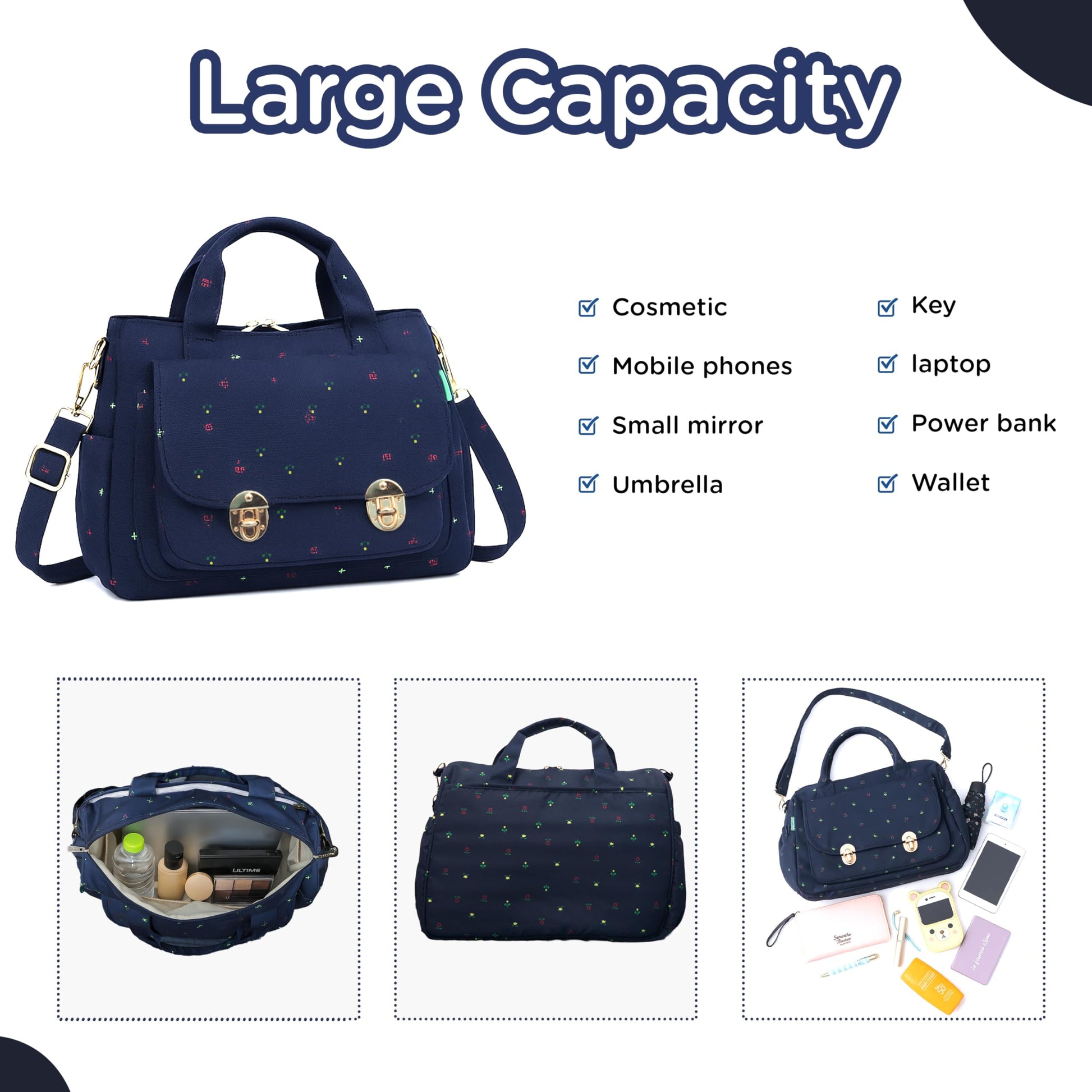 Motherly WOW Laptop Bag for Women Office Use | Stylish Handbag with 15-Inch Laptop Compartment | Office Bag, Shoulder Bag & Messenger Tote - MOTHERLY