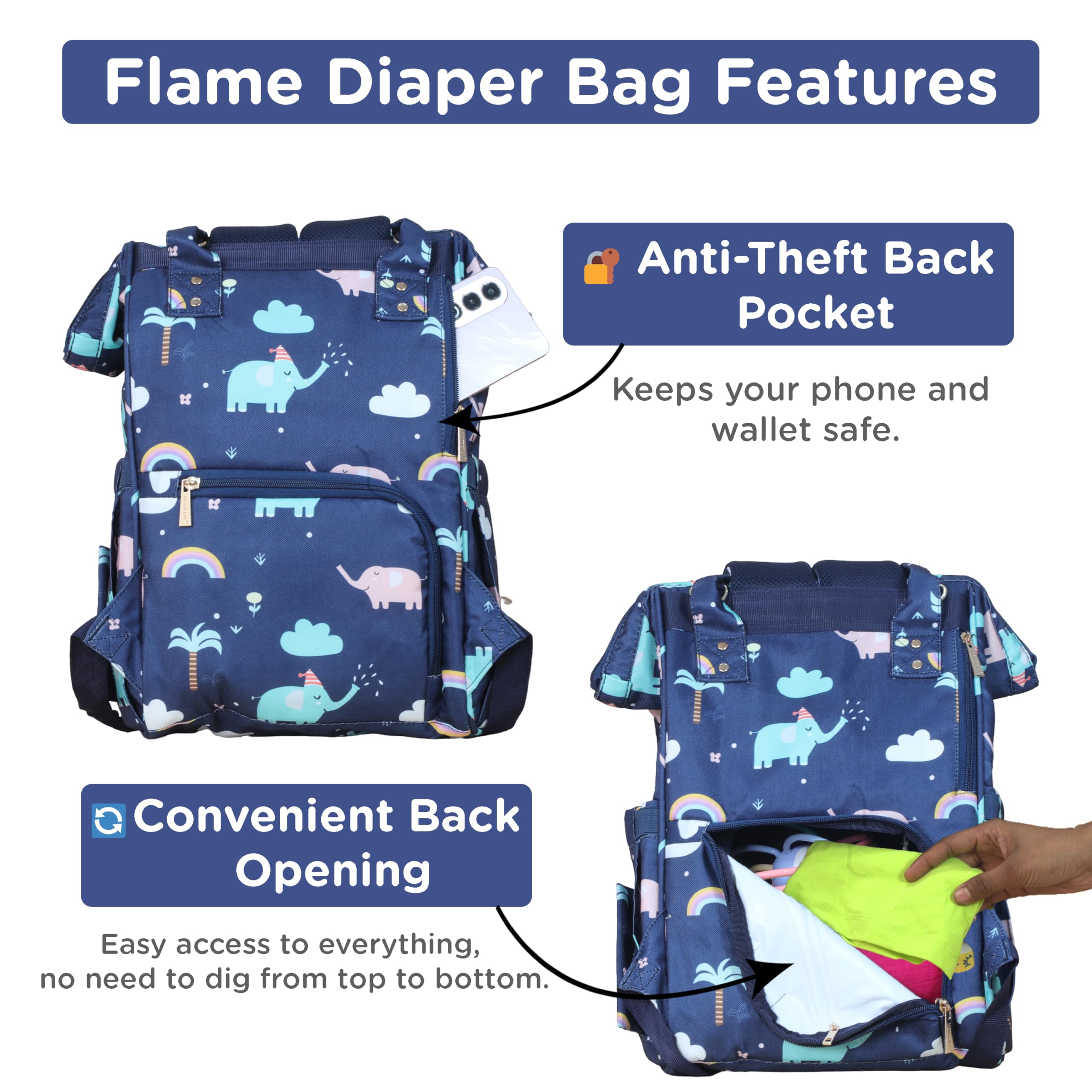 Motherly Patented Design Maternity Hospital Bag | Large Capacity Diaper Bag for Mom & Newborn Baby | Multi-Pocket Water-Resistant Baby Travel Bag with Organized Storage (Flame Series)