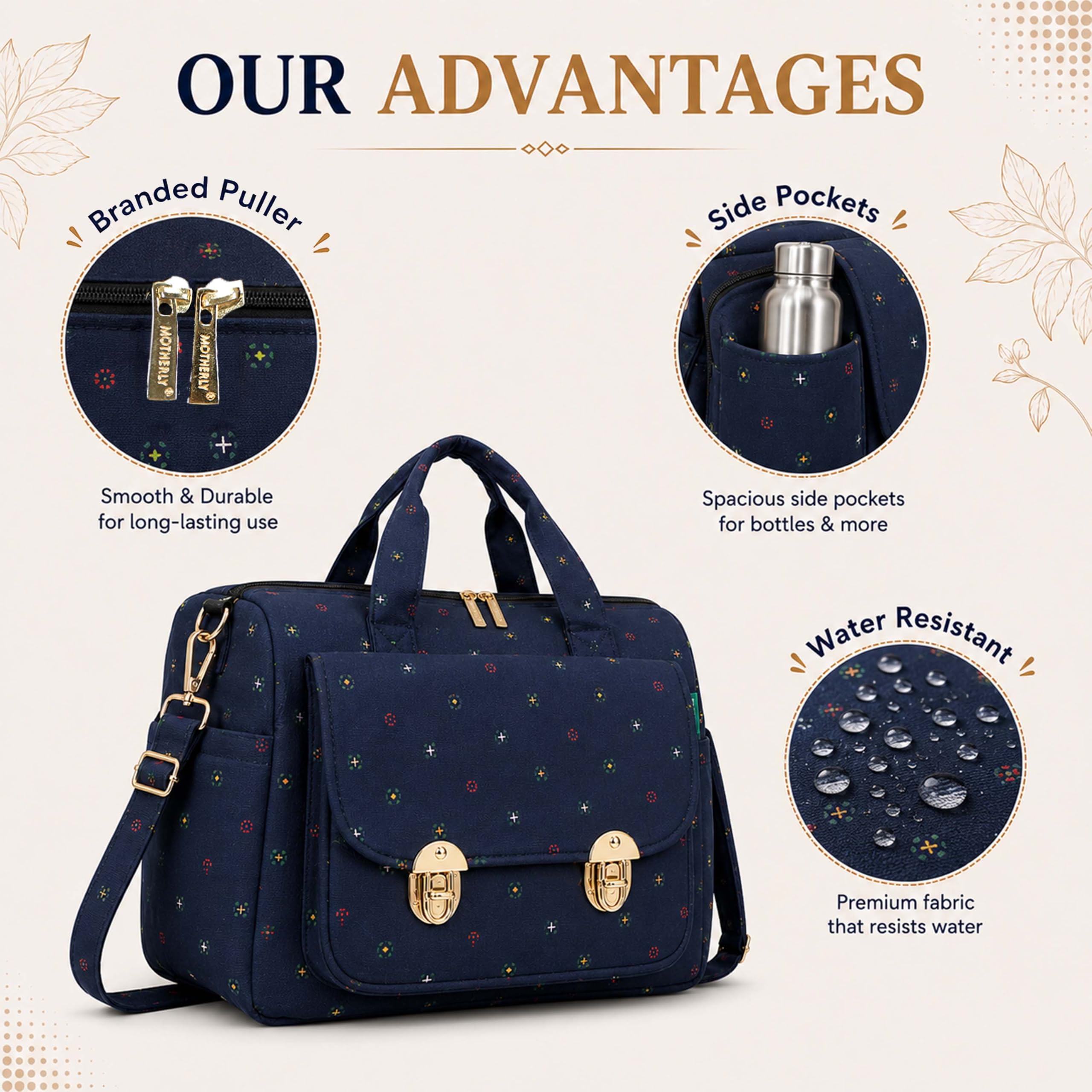 Motherly WOW Tote Diaper Bag for Mothers for Travel, Maternity Bag for Newborn Baby, Multiple Pocket Water Resistant Baby Bag