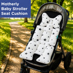 Motherly Baby Stroller Seat Cushion | Reversible and Universal Fit Pad for Strollers, High Chairs, Car Seats & Rockers | Soft, Breathable Pram Liner with Secure Straps & Safety Belt Slot - grey-star