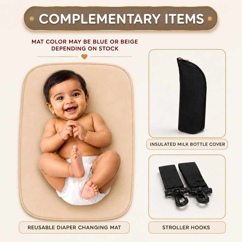 Motherly Crown Combo Melange Fabric Diaper Bag for Mothers for Travel With Warranty | Spacious Diaper Bags for Mom | baby bag for mother travel | Maternity Bags for Mother and Baby