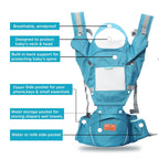 Motherly 6-in-1 Baby Carrier with Hip Seat & Head Support - MOTHERLY