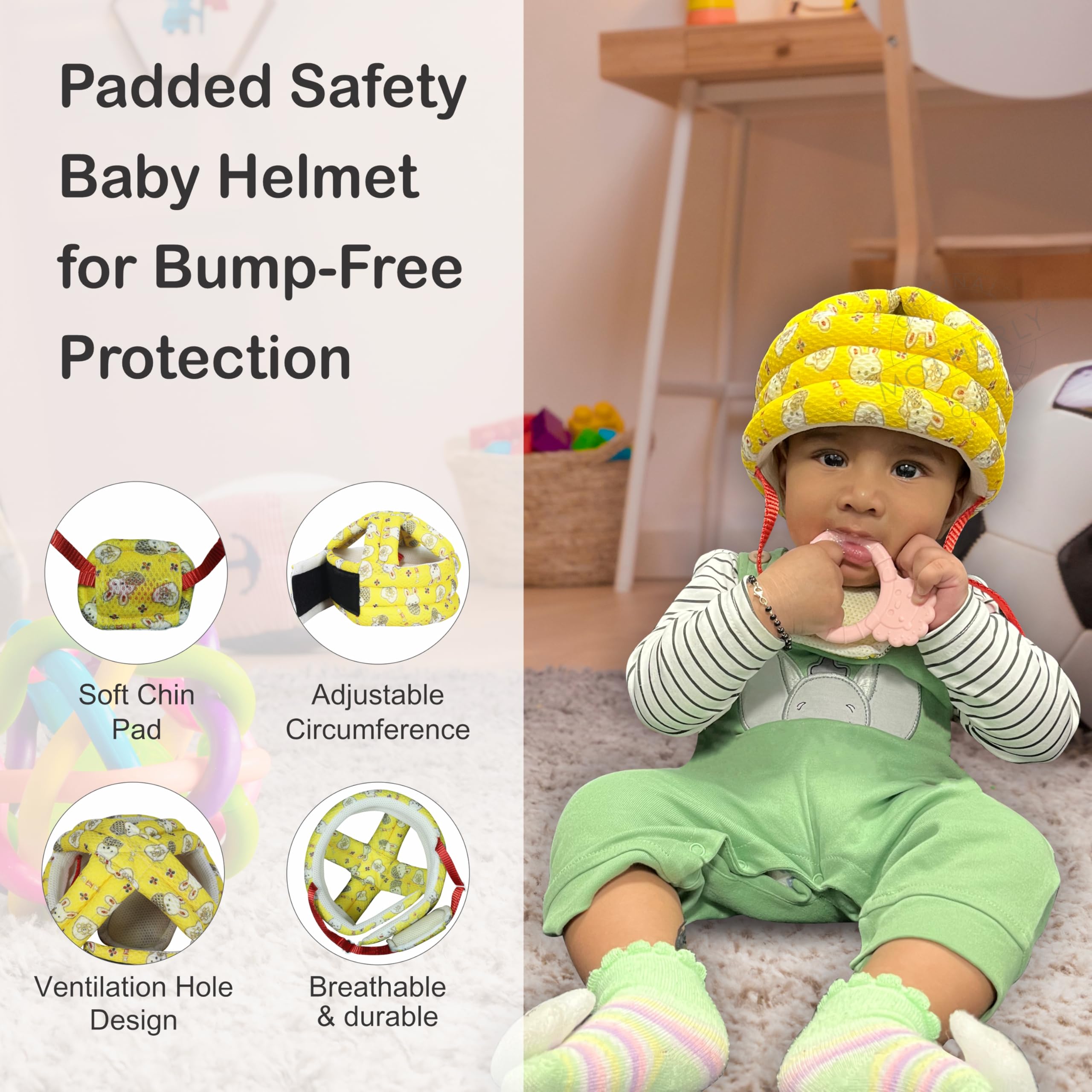 Motherly Toddler Safety Hat with Chin Strap - Rabbit