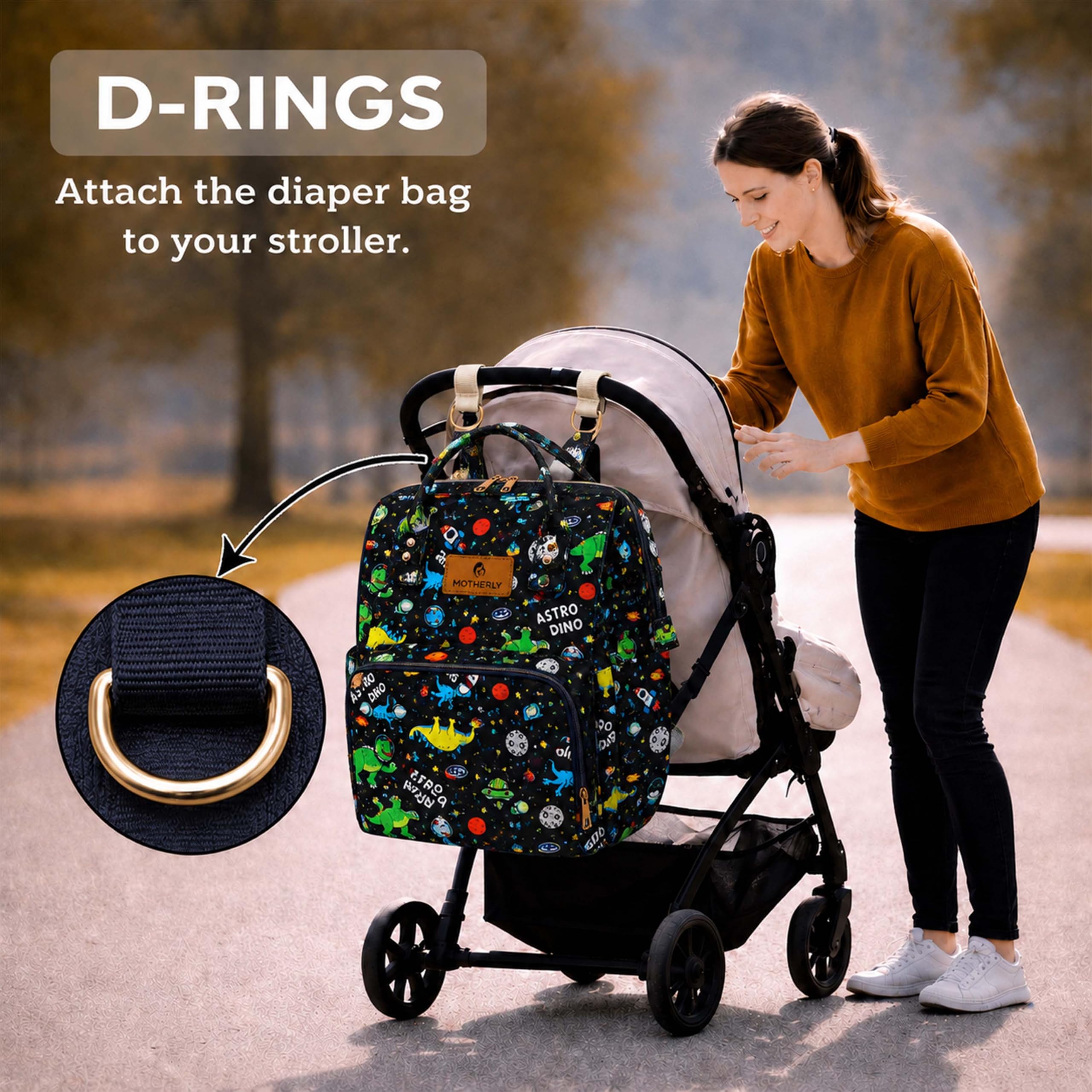 Motherly Patented Diaper Bag Backpack for Moms | Waterproof Baby Travel & Maternity Bag | Spacious Nappy Bag with Multiple Compartments, Insulated Bottle Pockets & Warranty (Kiddo Series, Space)