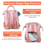 Motherly Patented Diaper Bag Backpack for Moms- (Ethnic Series, Pink)