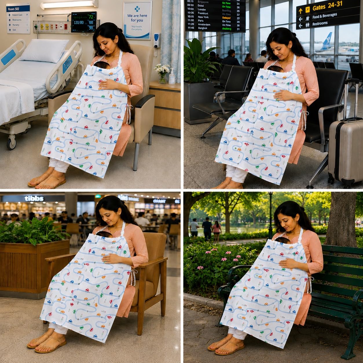 Motherly Nursing Cover for Breastfeeding – Soft, Breathable Feeding Apron for Mom, Multi-Use Feeding Cover & Scarf - parachute-aeroplane-print